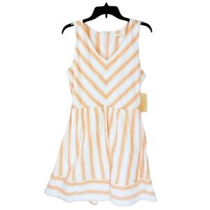 NEW COPPER KEY Chevron Stripe Sleeveless V Neck Summer Casual Medium Mid…